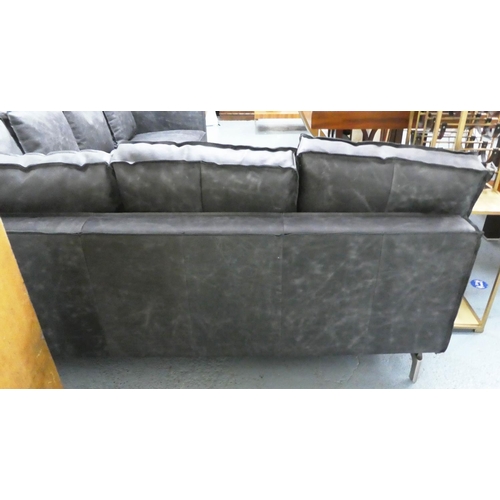 171 - CORNER SOFA, 200cm x 270cm x 80cm, contemporary design, grey leather with trim detail.