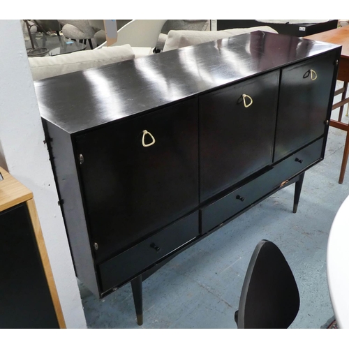 176 - SIDEBOARD, 49cm x 88cm H x 138cm, mid 20th century, ebonised, from Fiona Macdonald.