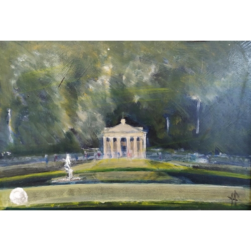 337 - HENRY ARTHUR FAIRHURST 'Palladian Lake House', oil on panel, signed with monogram, 15cm x 12cm, fram... 