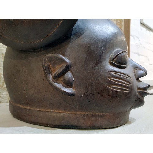 376 - YORUBA GELEDE MASK, Nigeria, carved wood, 38cm H x 27cm.