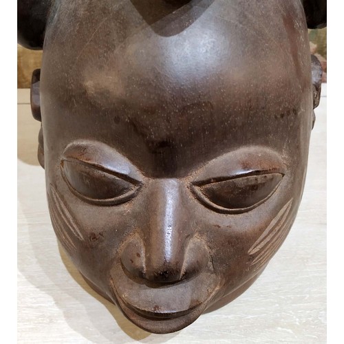 376 - YORUBA GELEDE MASK, Nigeria, carved wood, 38cm H x 27cm.