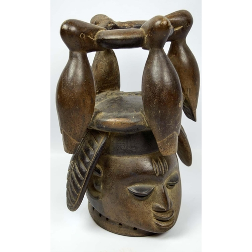 377 - YORUBA GELEDE MASK, Nigeria, carved wood, 44cm H x 25cm.