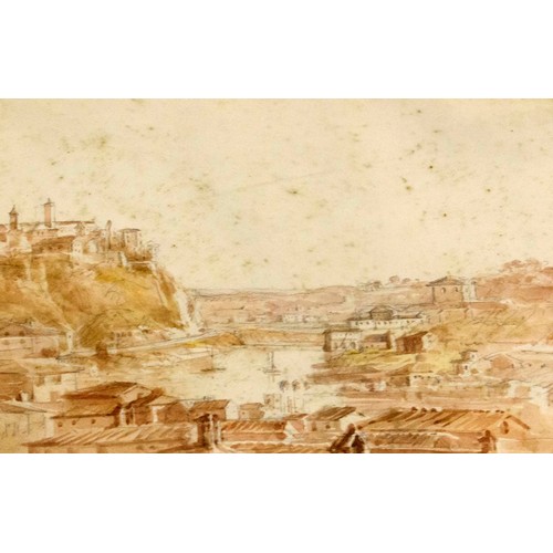 343 - ATTRIBUTED TO JOHN WARWICK SMITH 'From the Tarpian Rock Rome', sepia watercolour, 18cm x 26cm, frame... 