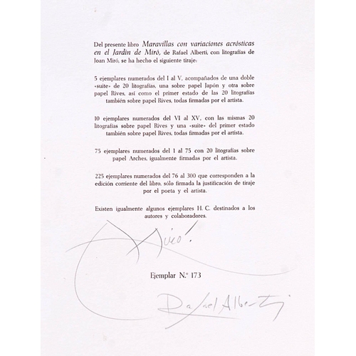 134 - JOAN MIRO 'Abstract Coverture', 1975, with hand signed justification page verso, suite: Maravillas, ... 