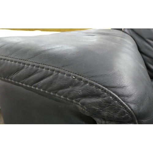 202 - NATUZZI SOFA, 102cm x 84cm H x 205cm, black leather.