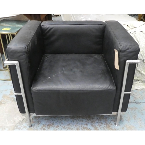 203 - ARMCHAIR AFTER LE CORBUSIER, 90cm x 74cm H, LC2 style chair.