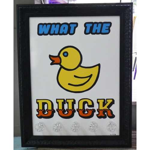 218 - WHAT THE DUCK BY BEE RICH, 91cm x 71cm, bespoke made light up wall art.