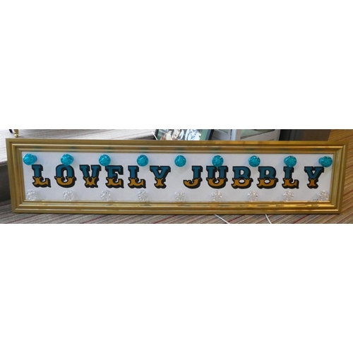 219 - LOVELY JUBBLY BY BEE RICH, 187cm x 42cm, bespoke made light up wall art.