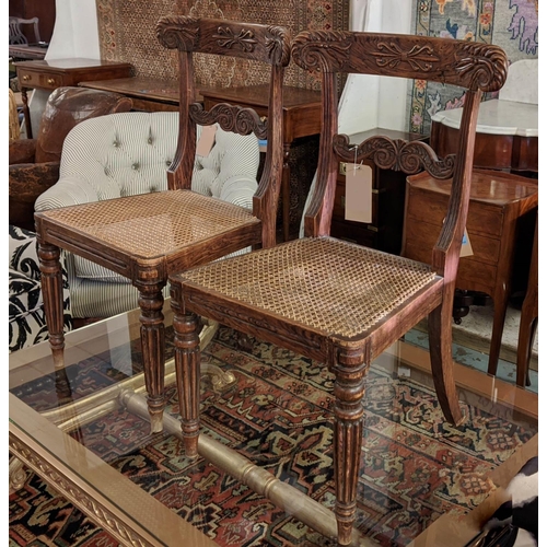 494 - SIDE CHAIRS, a pair, each 47cm W x 88cm H, George IV simulated rosewood with caned seats. (2)