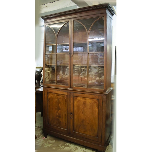 531 - BOOKCASE, 229cm H x 122cm x 40cm, George III mahogany, with two glazed doors enclosing adjustable sh... 