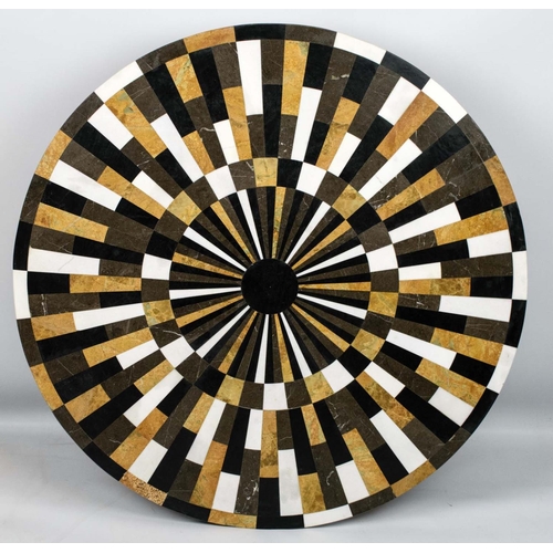 500 - SPECIMEN MARBLE TOP, 92cm diam., circular radiating design. (marble veneer on wood)