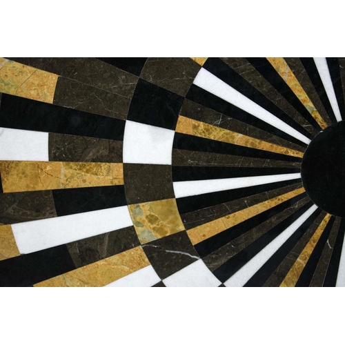 500 - SPECIMEN MARBLE TOP, 92cm diam., circular radiating design. (marble veneer on wood)