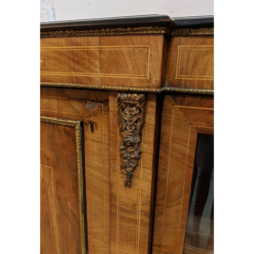 493 - CREDENZA, 106cm H x 150cm W x 37cm D, Victorian walnut, marquetry and gilt metal mounted, with panel... 