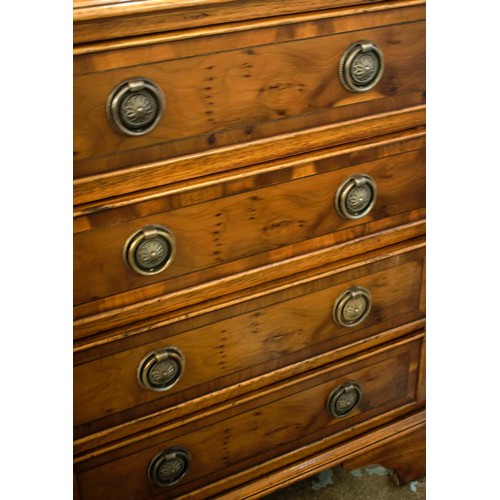 456 - BEDSIDE CHESTS, 64cm H x 49cm x 42cm, a pair, Georgian style yewwood with four drawers each. (2)