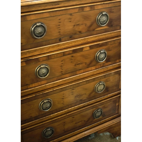 456 - BEDSIDE CHESTS, 64cm H x 49cm x 42cm, a pair, Georgian style yewwood with four drawers each. (2)