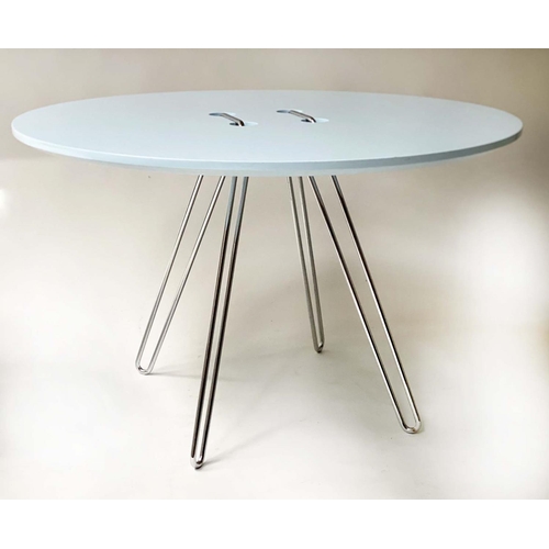 196 - LOW TABLES, two, 70cm x 44cm and 50cm x 33cm, Casamania Twine, circular, lacquered blue and white, w... 