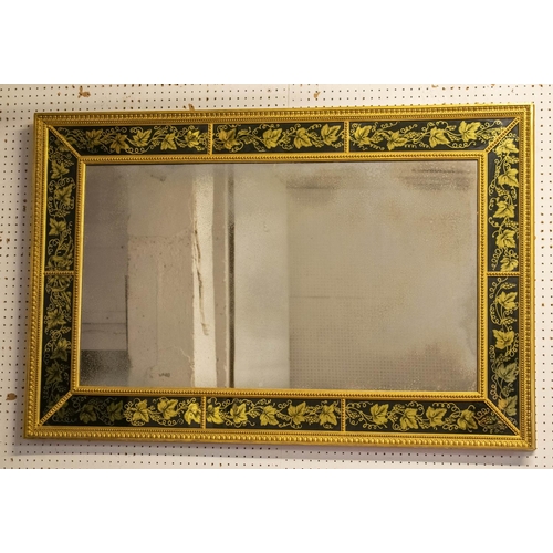 535 - WALL MIRROR, George III style, giltwood with eglomise border and antiqued rectangular plate, 80cm x ... 