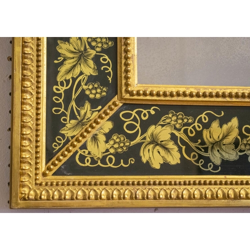 535 - WALL MIRROR, George III style, giltwood with eglomise border and antiqued rectangular plate, 80cm x ... 