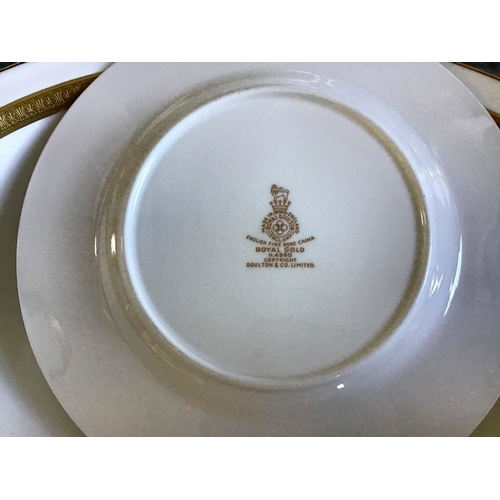 510 - DINNER SERVICE, English fine bone china Royal Doulton, royal gold, 12 place, 5 piece settings, appro... 