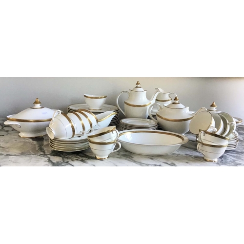 510 - DINNER SERVICE, English fine bone china Royal Doulton, royal gold, 12 place, 5 piece settings, appro... 