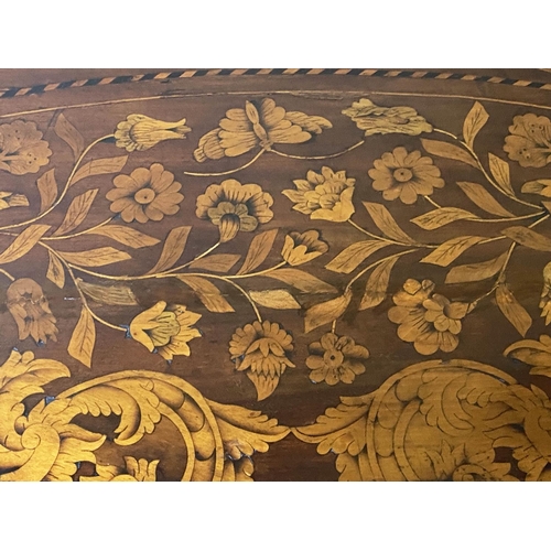 514 - DUTCH CARD TABLE, 19th century Dutch mahogany and satinwood foliate marquetry foldover baize lined o... 