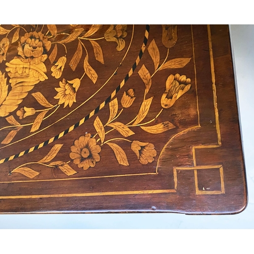 514 - DUTCH CARD TABLE, 19th century Dutch mahogany and satinwood foliate marquetry foldover baize lined o... 