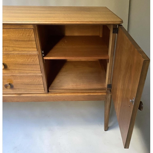 515 - GORDON RUSSELL SIDEBOARD, 1960's walnut with three drawers flanked by cupboards, stamped 'Gordon Rus... 