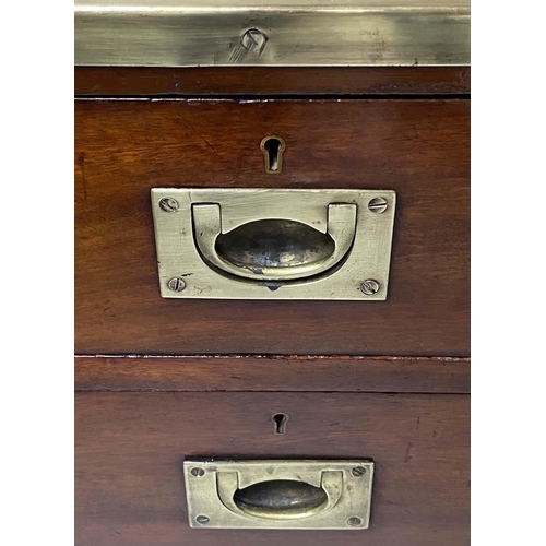 507 - CAMPAIGN BEDSIDE CHESTS, a pair, adapted late 19th century Naval mahogany and brass bound each with ... 