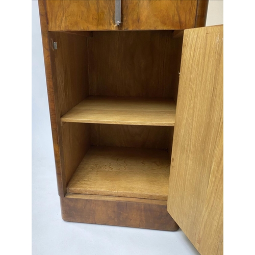 509 - ART DECO BEDSIDE CABINETS, a pair, 37cm x 37cm x 66cm H, figured walnut, each with drawer and door. ... 