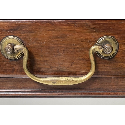 505 - HALL TABLE, George III mahogany with short frieze drawer, 92cm x 72cm H x 34cm.