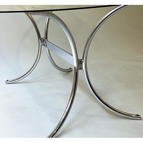 481 - MERROW ASSOCIATES DINING TABLE, circular glazed on chrome frame, attributed to Merrow Associates, 14... 