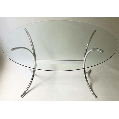 481 - MERROW ASSOCIATES DINING TABLE, circular glazed on chrome frame, attributed to Merrow Associates, 14... 