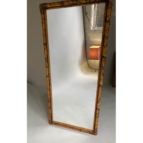 483 - BAMBOO WALL MIRRORS, bamboo and cane bound including a dressing mirror and two wall mirrors, 52cm x ... 