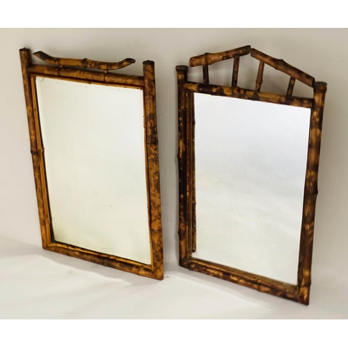 483 - BAMBOO WALL MIRRORS, bamboo and cane bound including a dressing mirror and two wall mirrors, 52cm x ... 