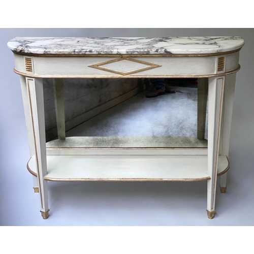 484 - CONSOLE TABLE, French Directoire style grey painted and parcel gilt with breche violette marble top ... 