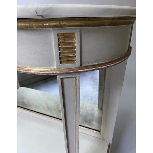 484 - CONSOLE TABLE, French Directoire style grey painted and parcel gilt with breche violette marble top ... 