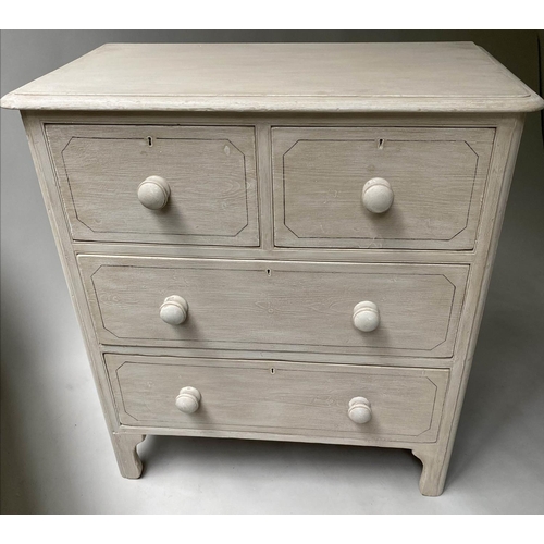 472 - VICTORIAN PAINTED CHEST, grey painted and black lined, with two short and two long drawers, 93cm x 5... 