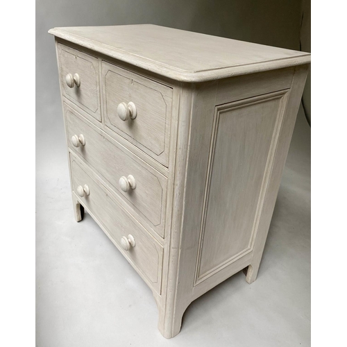 472 - VICTORIAN PAINTED CHEST, grey painted and black lined, with two short and two long drawers, 93cm x 5... 