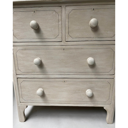 472 - VICTORIAN PAINTED CHEST, grey painted and black lined, with two short and two long drawers, 93cm x 5... 