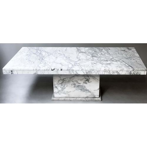 477 - LOW TABLE, rectangular figured, veined grey black and white marble, 140cm x 70cm x 44cm H.