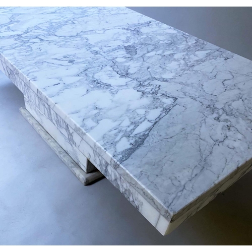 477 - LOW TABLE, rectangular figured, veined grey black and white marble, 140cm x 70cm x 44cm H.