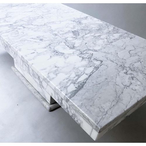 477 - LOW TABLE, rectangular figured, veined grey black and white marble, 140cm x 70cm x 44cm H.