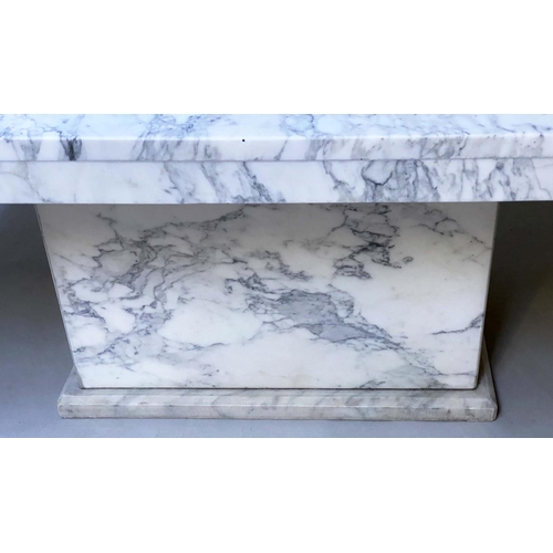 477 - LOW TABLE, rectangular figured, veined grey black and white marble, 140cm x 70cm x 44cm H.