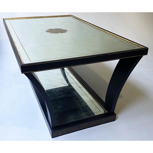 465 - LOW TABLE, Julian Chichester, silver squared mirror top, with Neoclassical lacquered frame and under... 