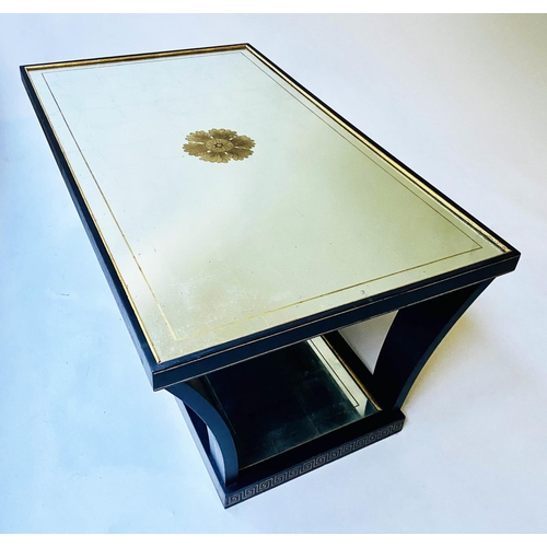 465 - LOW TABLE, Julian Chichester, silver squared mirror top, with Neoclassical lacquered frame and under... 