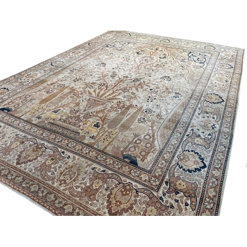 331 - FINE ANTIQUE PERSIAN TABRIZ HAJI-JALLILY CARPET, 380cm x 286cm.