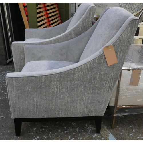 14 - ARMCHAIRS, a pair, 74cm x 84cm x 92cm, contemporary, grey velvet upholstered. (2)