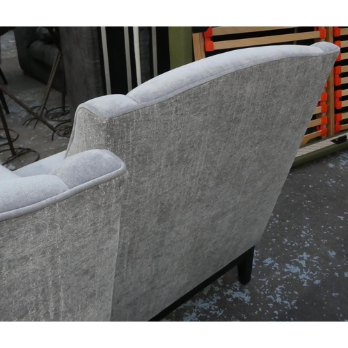 14 - ARMCHAIRS, a pair, 74cm x 84cm x 92cm, contemporary, grey velvet upholstered. (2)