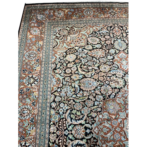 306 - FINE PURE SILK TEHRAN DESIGN CARPET. 300cm x 215cm