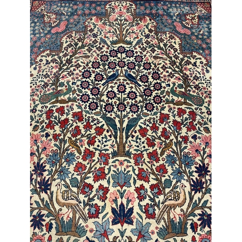 310 - FINE ANTIQUE KERMAN LAVER CARPET, 345cm x 247cm